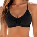 Women Bikini Top - Black Sports Bra Swimsuits Top Only Crisscross Bathing Suit Swim Bra Padded S