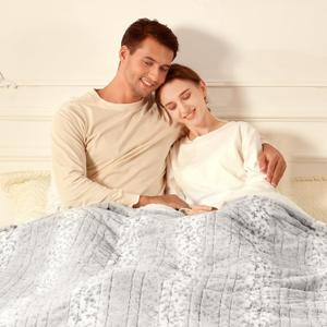 Bearhug Electric Blanket Heated Blanket Full Size 77"x 84" Warm Heating Blanket Gift Reversible Faux Fur & Sherpa 10 Heating Levels & 1-12H Auto Off, Machine Washable, Over-Heat Protect, ETL Certified (Snow Leopard)