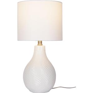 Catalina Lighting 24293-000 Ceramic Table Lamp for Office, Living Room, Dorm or Bedroom, Smart Home Compatible, Bulb Not Included, 18", White