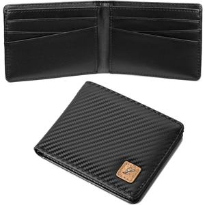 Lanyani RFID Wallets Bifold Simple (A-Carbon Fiber Black)