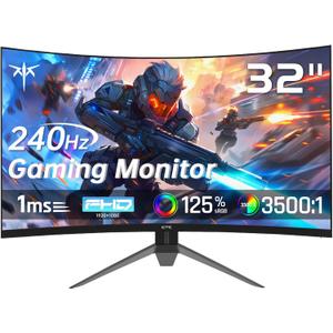 KTC 32 Inch 240Hz Curved Gaming Monitor, FHD 1080P 1500R HDR Gaming PC Monitor, FreeSync, Ultra-Fast 1ms Monitor for Gamer, 3500:1 Contrast, HDMI 2.0 x 2, DisplayPort 1.4 & USB 2.0, H32S17F, Black, FHD Curved 240Hz