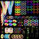 470psc Glow in the Dark Party Supplies for Adults Birthdays,Light Up Party Favors with 200 Glow Sticks Bulk,DIY Glow Necklaces Glasses Bracelets Headband, Christmas Neon Party Supplies