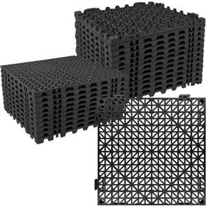 ToLanbbt Modular Interlocking Cushion 24P 11.8" x 11.8" Interlocking Rubber Floor Drain Holes Non-Slip Splicing Drainage Mats for Deck, Shower, Kitchen, Drain Pool, Sauna Bath, Indoor Outdoor (Black)