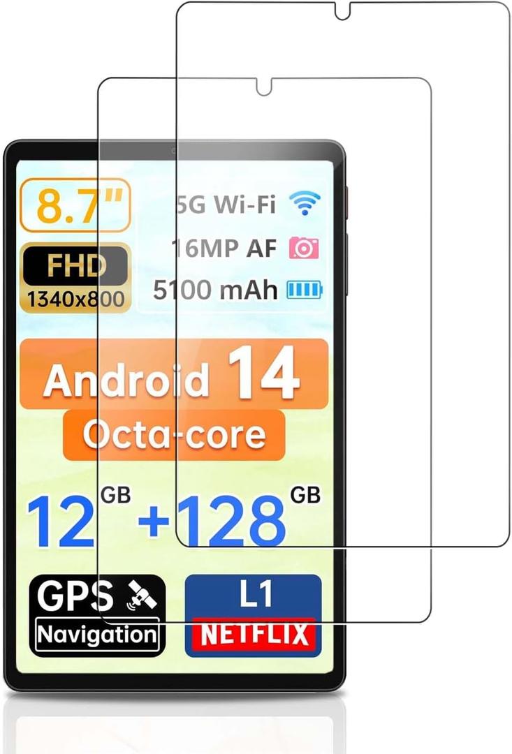NOUKAJU Screen Protector for Topsand N8 Plus 8.7inch, HD Tempered Glass,9h Hardness,Scratch,Anti-Fingerprin,Tempered Glass Film Guard for Topsand N8 Plus Tablet[2 Pack]