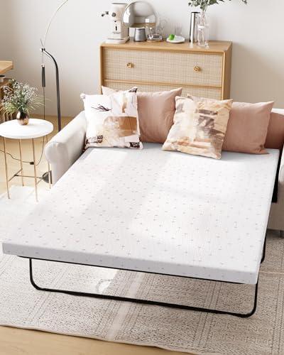 Ferlizer 4" [Full] Sofa Bed Mattress Replacement, Lavender Infused Memory Foam Sofa Mattress Topper with Ultra Soft Cover, CertiPUR-US Certified