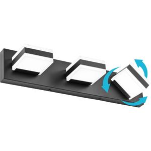 SOLFART LED Dimmable Black Vanity Light Over Mirror,3 Lights Bathroom Light Fixtures, Restroom Modern Vanity Lighting for Bathroom Cool Light 6000K (21.6 inch)