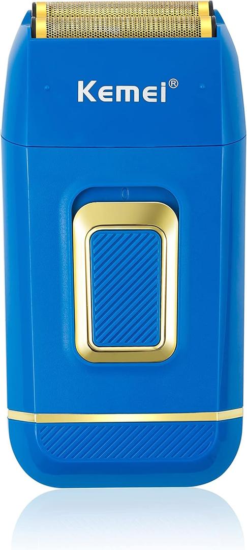 KEMEI Foil Shaver Double Electric Shaver for Men Electric Razors Head Shaver for Bald Men Barber Supplies Hair & Beard Trimmer Cordless Rechargeable, Blue