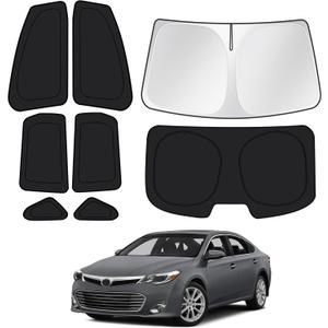 Canvcle Window Shades for 2013-2018 Toyota Avalon Accessories Windshield Sun Shade Side Rear Window Covers Sunshade Sun Visor Shield Privacy Protection for Camping Keep Vehicle Cool Black 8PCS