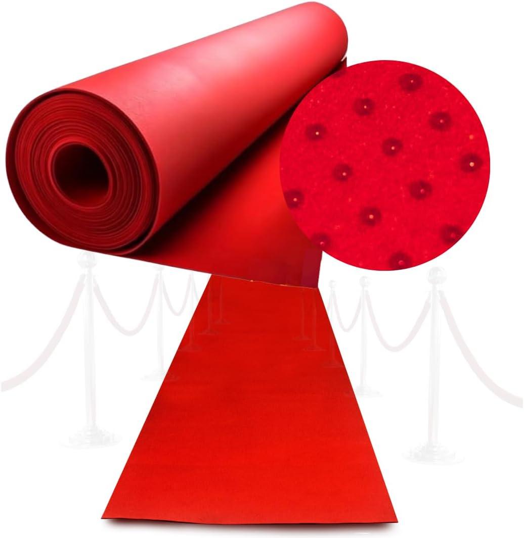 Red Carpet Runner for Party - Thick Durable Felt & Non-Slip Grip Dots  Rug Party Decorations - Wedding Ceremony Aisle Runner, Hollywood Oscars Grammy Event Runway (2'3" x 16'5" (Rectangular))