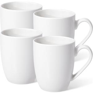 Urbanstrive 16 oz Large Coffee Mugs Set of 4 Ceramic Coffee Mug White Coffee Cups Tea Cups Idea Gift for Women Men House Warming Gifts New Home Office, 4 Pack (White)