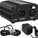 Fotoconic 1-Channel 48V Phantom Power Supply with Adapter, Bonus+XLR 3 Pin Microphone Cable for Any Condenser Microphone Music Recording Equipment