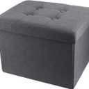 ALASDO Storage Ottoman Footrest Stool Small Ottoman with Storage Foldable Ottomans Foot Rest Footstool Bench for Living Room 17x13x13inches Grey