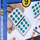 Front Porch Classics, Double 9 Colored Dot Dominoes Travel Tin Set, 2 to 8 Players Ages 8 to 99