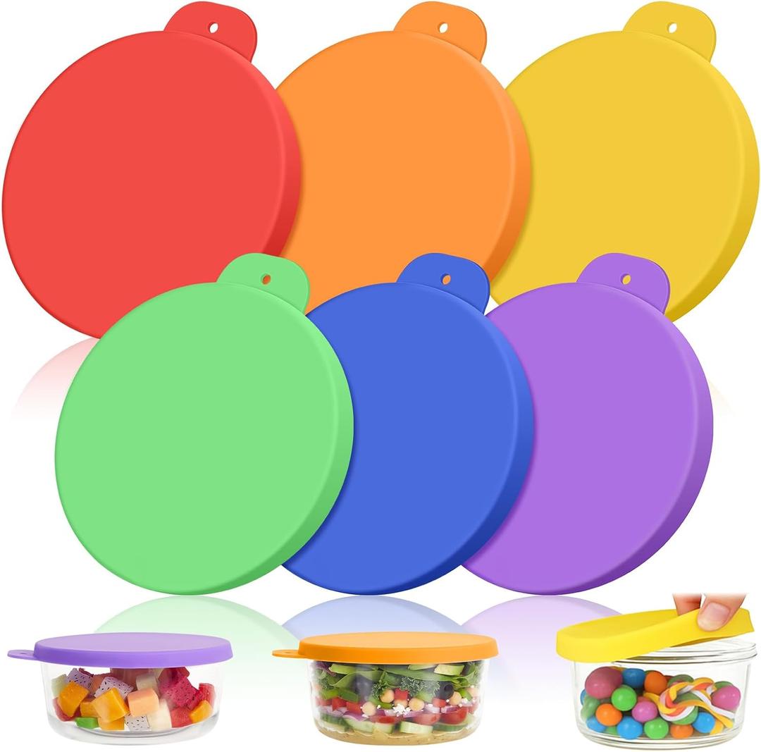 Teenyyou 6 Pcs 4 Cups Silicone Replacement Lids Compatible with Pyrex 7201-PC Glass Bowls Silicone Lids for Food Storage, Food Cover, Dishwasher Freezer Microwave Safe (Containers NOT Included)