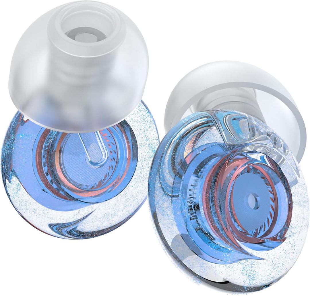 Ear Plugs for Concerts, 2 Pack High Fidelity Ear Plugs, Reusable Silicone Earplugs for Concert, Rave, Work, Musicians, 5 Pair Ear Tips in S/ M/ L, 18-25 dB Concert Ear Plugs for Noise Cancelling(Blue)
