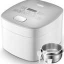 Novaspark Low Carb Rice Cooker Stainless Steel Inner Pot, Mini Stainless Steel Rice Cooker Small 5 Cup, LED Display Low Sugar Rice Maker, 24H Timer and Auto Keep Warm, White Rice/Porridge/Oatmeal