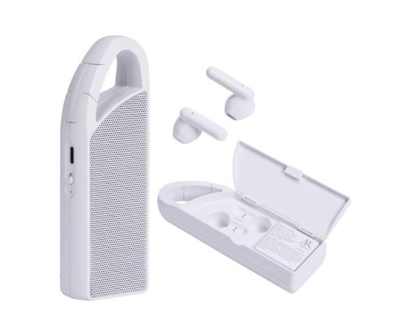 Acoustic Research White Bluetooth Wireless Speaker with Earbuds Duo