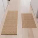 Kitchen Rugs and Mats Non Skid Washable [2PCS] (17.3" x 30"+ 17.3" x 48"), Absorbent Kitchen Floor Mats, Boho Cotton Kitchen Runner Rugs Comfort Standing Mat for Sink Hallway Laundry