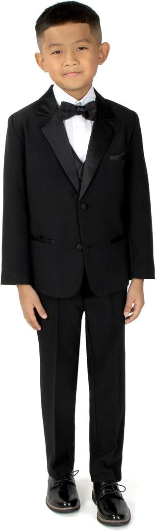 Spring Notion Boys' Classic Fit Tuxedo Suit Set, No Tail (18, Black)