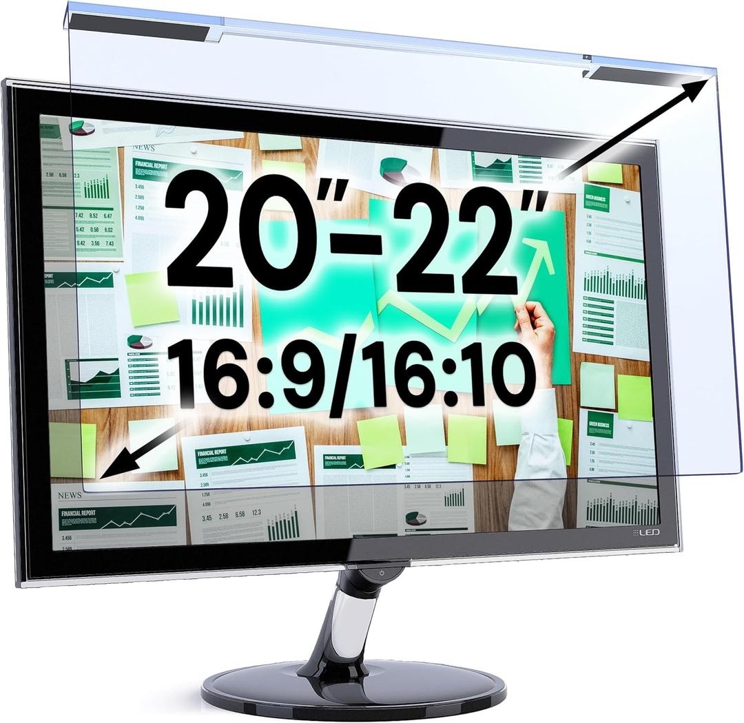 VINTEZ Blue Light Screen Protector for 20, 21.5, 21.6, 22 Inch Computer Monitor and Laptop – Anti-UV Blue Light Blocking Film for Desktop PC, Eye Protection Filter, 19.3" x 12.5", 1 Pack