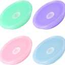 Joyclub 4 Pack Acrylic Lids Fit for 16oz Glass Cups with Straws, Replacement Lid for Drinking Beer Glasses with Bamboo Lids Iced Coffee Glasses Cute Tumbler Cup (Multi Light)