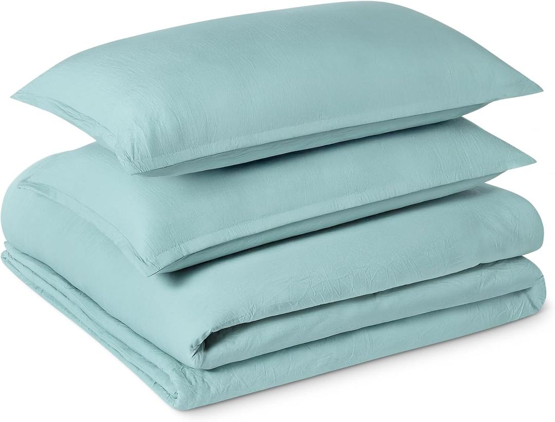 Amazon Basics Brushed Microfiber Comforter Set, Extra Soft with Natural Texture, 3-Piece, King, Blue