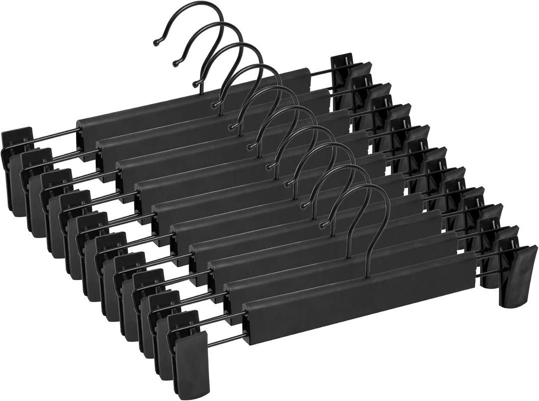 NORTHERN BROTHERS Black Plastic Pants Hangers, 30 Pack, Adjustable Clip Hangers for Skirts and Trousers (30pack)