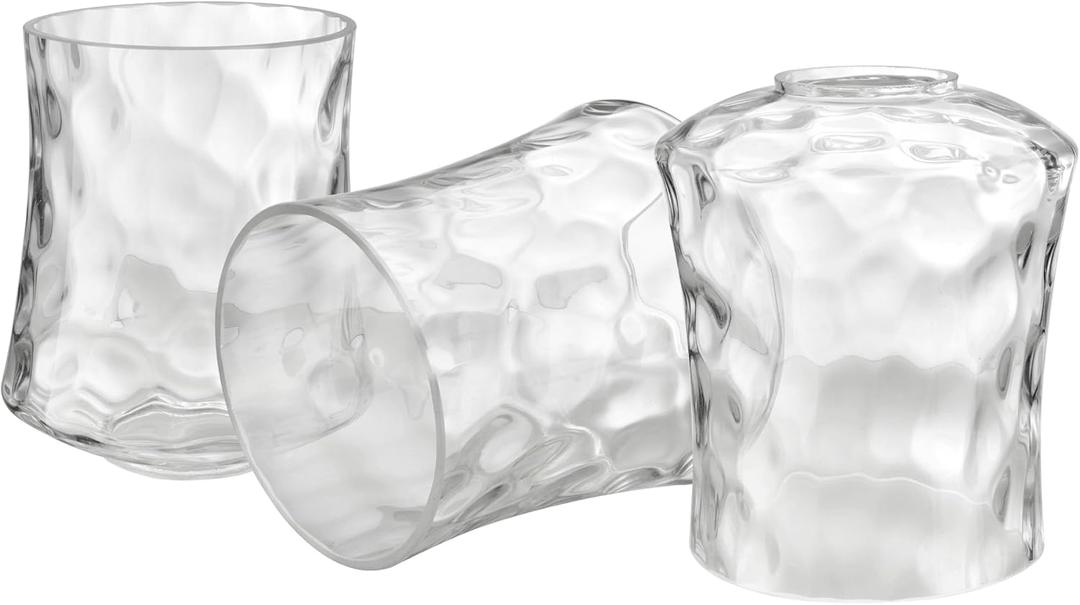Aspen Creative 23530-63-3, Clear Hammered Glass Shade for Lighting Fixture/Vanity Light/Wall Light/Pendant, Size: 4-1/2" D x 5-3/8" H, 3 Pack