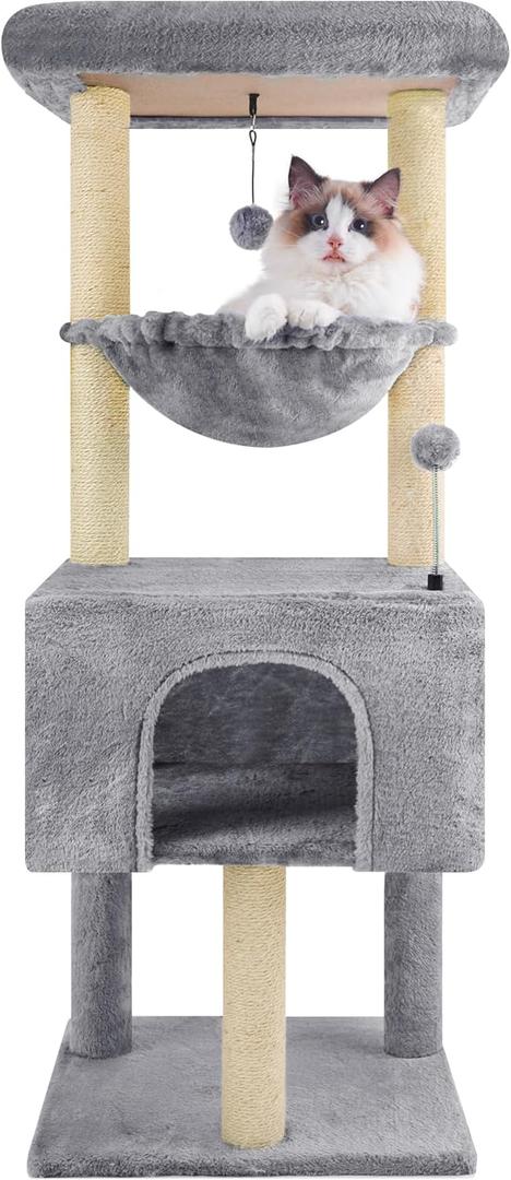 ROYPET Fashion Design 43.3" Cat Trees with Cat Houses, Grey