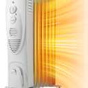 Kismile 1500W Oil Filled Radiator Heater, Portable Electric Heater with 3 Heat Settings, Adjustable Thermostat, Overheat & Tip-Over Protection, Oil Heaters for Indoor Use (Grey) (26.1inches)