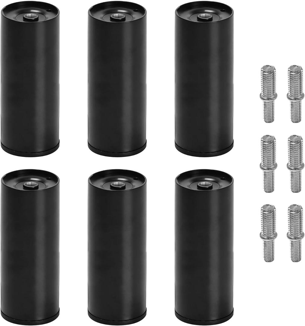 6 Inch Bed Legs for Adjustable Bed Replacement Parts, Bed Frame Support Legs 4 Kinds Thread Contained, Set of 6