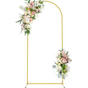 Wokceer 6 FT Wedding Arch Backdrop Stand Metal Arch Chiara Backdrop Stand for Wedding Ceremony Birthday Party Bridal Baby Shower Photo Booth Garden Floral Balloon Arch Decoration (6 x 2.6 FT (HxW), Gold)