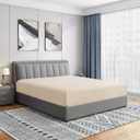 Cathay Home Full Fitted Sheet - Double Brushed Ultra Soft  Wrinkle & Fade Resistant - 14" Standard Pocket Fitted Sheet Only - Good Fit for 12"-16" Deep Mattress (Full, Cream)