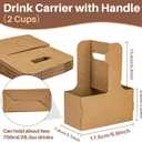MAQIHAN 2 Cup Drink Carrier with Handle - 50Pcs Disposable Cardboard Coffee Cup Holder Portable Foldable Tray Drink Caddy Cup Carriers to go Cup Holder Food Delivery Accessories for Hot/Cold Drinks
