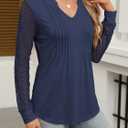 ANRABESS Women Long Sleeve Shirts V Neck Pleated Tunic Top Business Dressy Casual Blouse 2025 Fall Fashion Outfits (XL)