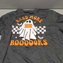 Teacher Halloween Shirt for Womens Read More Books Tshirt Spooky Ghost Shirts Graphic Tee Funny Cute Short Sleeve Tops (Small, Grey)