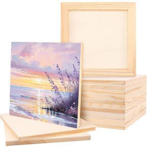 FSWCCK 15 Pack 4.72 x 4.72 inch Wood Panel Boards, Unfinished Wood Canvas Panels for Crafts, Painting Canvas, DIY Art Projects, Pouring, Arts Use with Oils, Acrylics