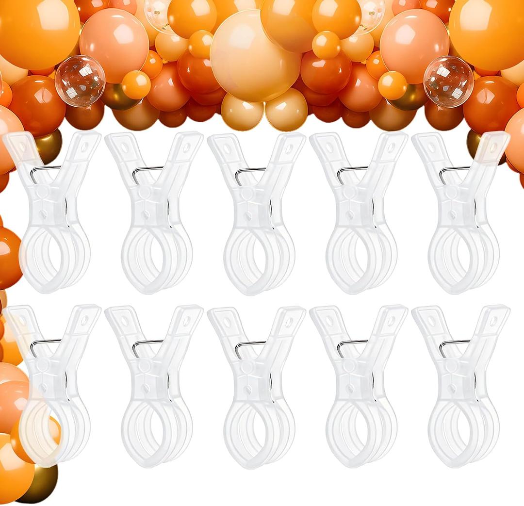Balloon Arch Clips, 10 Pack 3.5 Inch Transparent Plastic Clips For Balloon Arch, Backdrop Clamps, Heavy Duty Spring Clamps For Party Decoration Crafts And Photography Studios