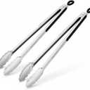 Grill Tongs, 17 Inch Extra Long BBQ Tongs, Premium Stainless Steel Metal Tongs for Cooking, Grilling, Charcoal, Barbecue/BBQ, Buffet (17", 2PCS)