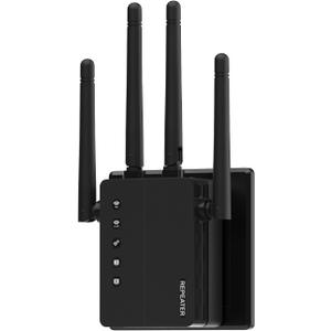 WiFi Extender Signal Booster, 12880 Sq.Ft Range, 105 Device Compatibility, Dual Band 5GHz/2.4GHz, 1200Mbps, WiFi Extender for Expanded Coverage (Black-06)