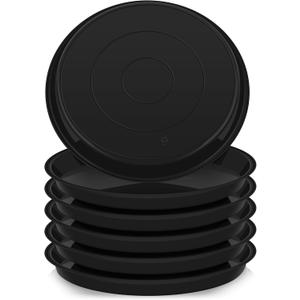 VUWEZ 6 Pack of 25 inch Plant Saucer, Plant Tray 20 Inch Round, Plant Saucers for Indoors, Plant Trays for Pots, Flower Pot Saucers, Pot Saucers for Planter 19-26" (25", Black)
