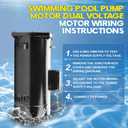 USQ1202 Pool Pump Motor 2HP, Fit for A.O. Smith/Century Pool and Spa Pump Motor, 3450 RPM, 48Y Frame, 230V, 10.4 Amps, Swimming Pool Motor