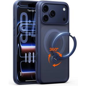 TORRAS Ostand Q3 Spin for iPhone 17 Pro Case with 360 Magnetic Stand, Fit for MagSafe, Camera Control, Builtin Kickstand, 4X MilitaryGrade Shockproof Slim Phone Case for iPhone 17 Pro, Deep Blue