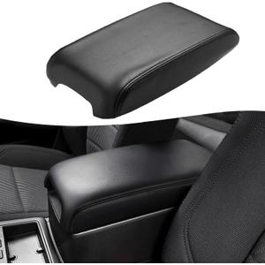 KBH Center Console Armrest Cover Replacement for Toyota Camry 2012 2013 2014 2015 2016 2017, Vinyl Leather, Car Arm Rest Lid Skin Upholstery, Black (Leather Part Only)