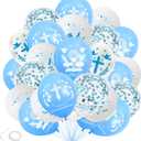 First Holy Communion Balloons Decorations - Blue First Communion Balloon Set with Cross Dove and Confetti Balloons, Christening Baptism Confirmation Party Supplies