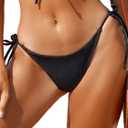 Rajputana Women's Tie Side Solid Bikini Bottom String Sexy Brazilian Bathing Suits Bottoms (Medium, Black)