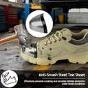 Steel Toe Shoes for Men Women Slip Resistant Lightweight Steel Toe Boots Puncture Proof Indestructible Comfortable Safety Steel Toe Shock Absorption Work Shoes 9.5 Women/8 Men