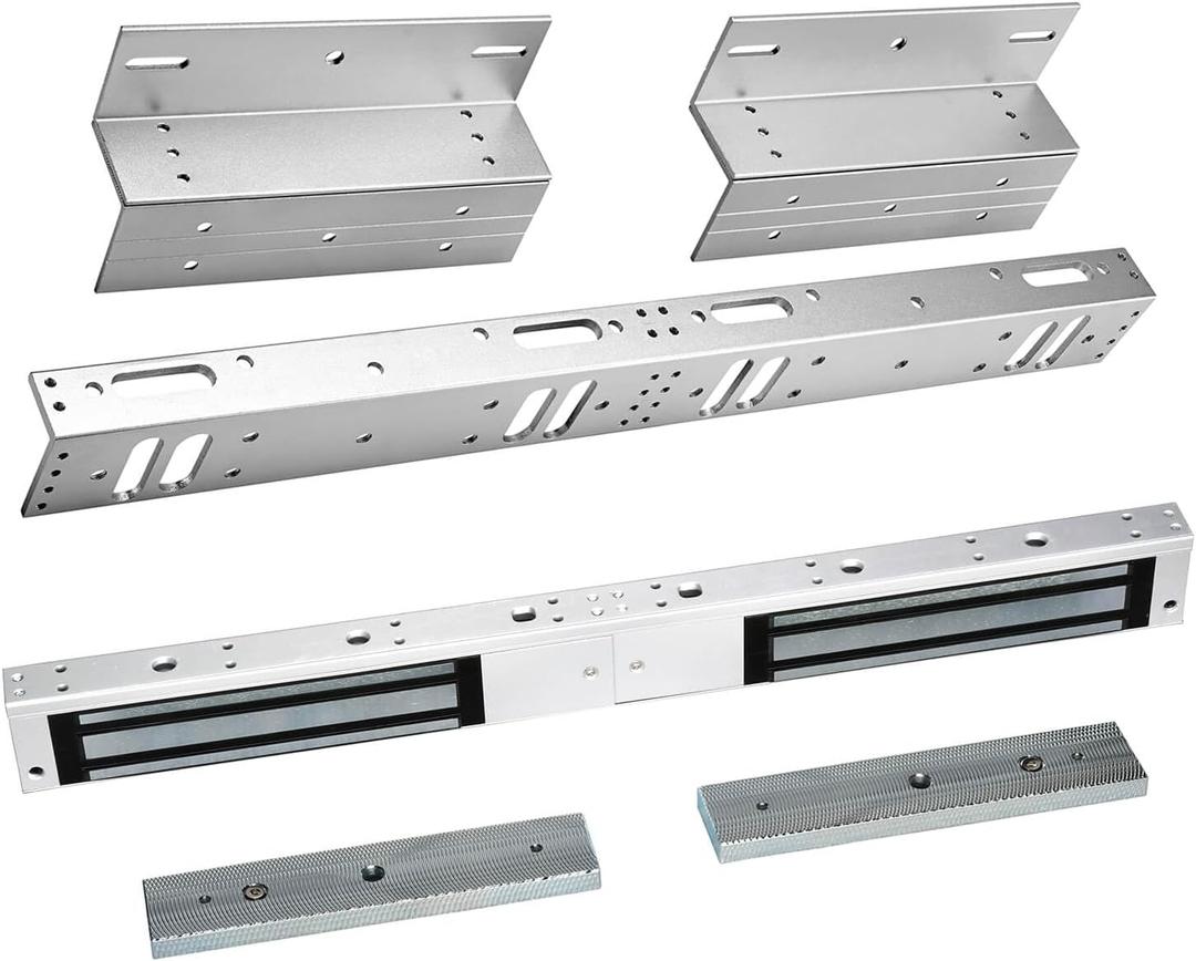 Dual Door Magnetic Lock with Z and L Bracket 600lbs Holding Force Electromagnetic Lock for Double Door Access Control System