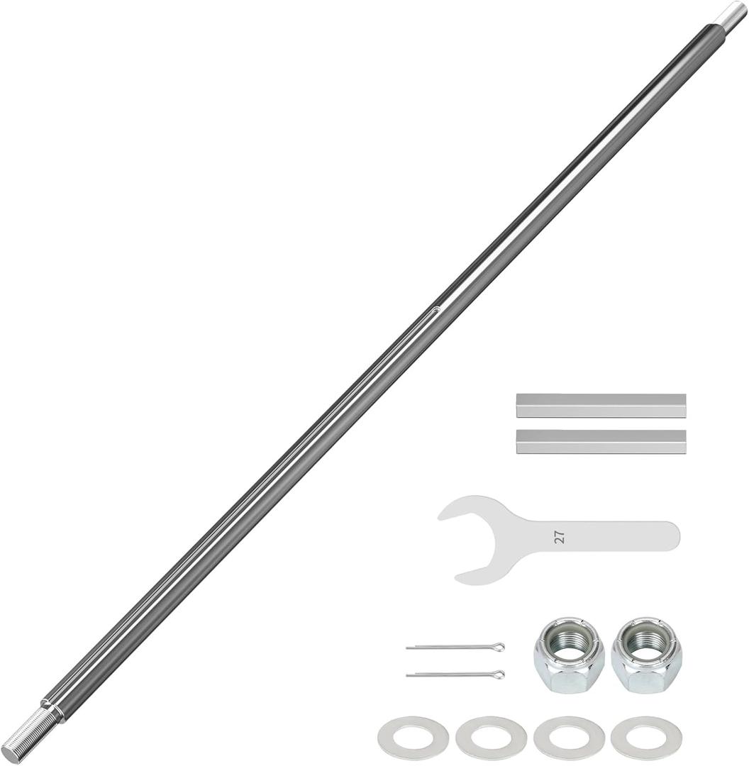 Heavy Duty Steel 44" Go Kart Live Axle Kit 1" Diameter 3/4" Step Down 3/4-16" Fine Thread Ends 1/4" Keyway Replacement for Go Kart Cart ATV Quads Dune Buggies Powersports Parts