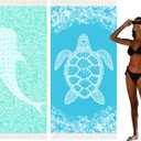 Thin Turkish Beach Towel Lightweight Quick Dry Absorbent Cotton Bathroom Bath Pool Swim Towels Extra Large Oversized Sand Free Beach Accessories Essentials Cloud Gifts for Adult (X-Large(79 x 36 inches,200 x 90 cm), 2 Pack Blue Turtle Aqua Whale)